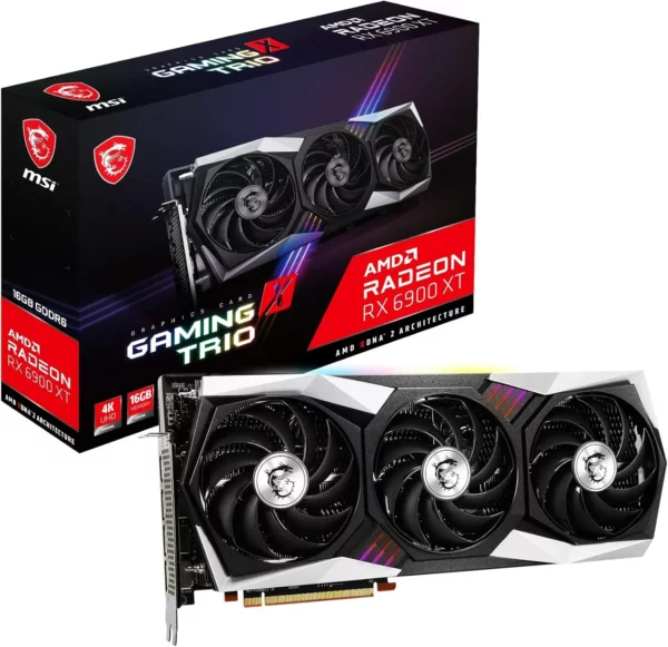 MSI Radeon RX 6900 XT GAMING X Trio 16GB GDDR6 avec refroidissement Torx 4.0 et design RGB.