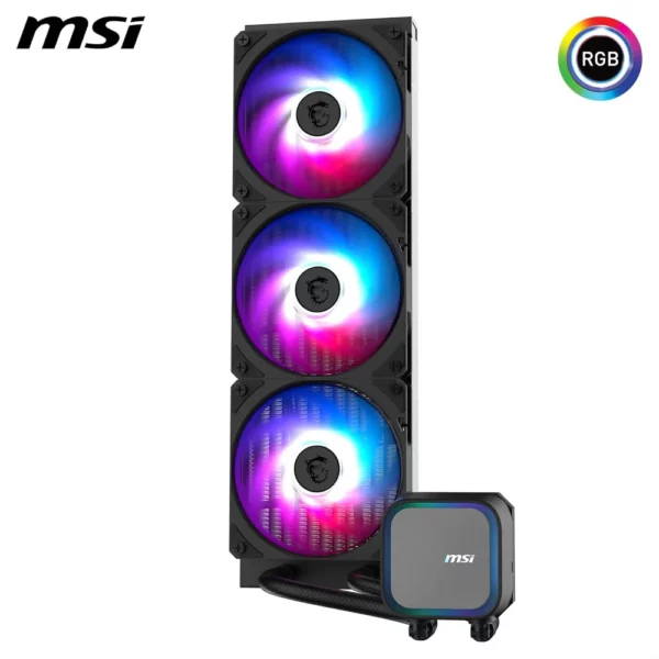 Meilleur refroidissement liquide gaming Maroc MSI MAG CORELIQUID A13 360 Noir avec radiateur 360 mm et RGB, disponible sur composant.ma