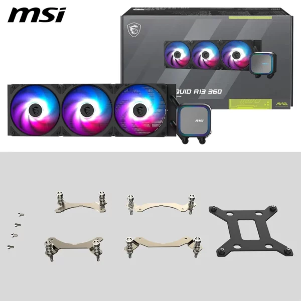 Meilleur refroidissement liquide gaming Maroc MSI MAG CORELIQUID A13 360 Noir avec radiateur 360 mm et RGB, disponible sur composant.ma