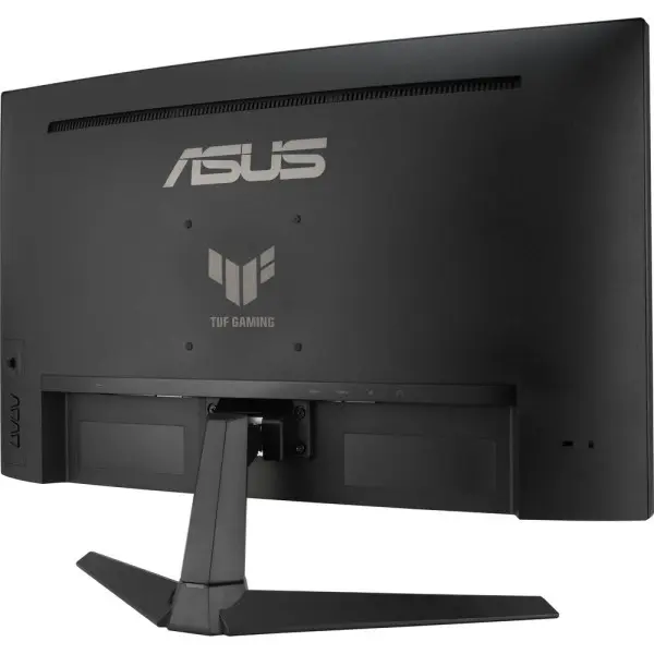 Vue arrière du ASUS TUF Gaming VG27VQ3B avec ports HDMI, DisplayPort et DVI pour une connectivité étendue.