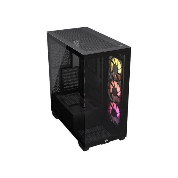 Corsair 3500X ARGB Noir – meilleur boîtier PC gaming au Maroc avec verre trempé et ventilateurs ARGB, disponible sur composant.ma.