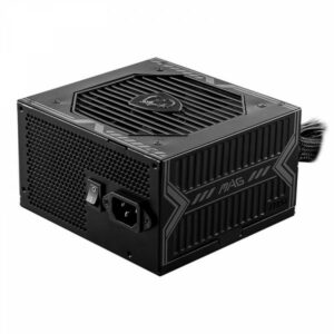 Alimentation MSI MAG A550BN 550W certifiée 80PLUS Bronze, ventilateur silencieux 120 mm, protection avancée pour PC gaming et professionnel.