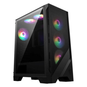 Meilleur boîtier gaming Maroc : MSI MAG FORGE 120A AIRFLOW avec 6 ventilateurs RGB et verre trempé. Disponible sur composant.ma.