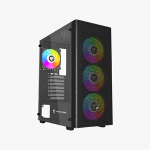 PROSTRIKE SPYDER Black - Boîtier gaming avec façade mesh, 4 ventilateurs RGB et panneau en verre trempé disponible sur composants.ma