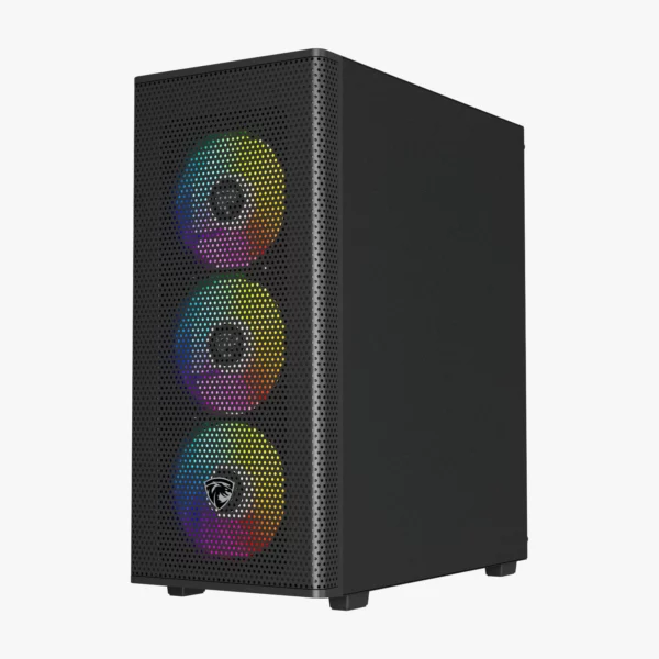 PROSTRIKE SPYDER Black - Boîtier gaming avec façade mesh, 4 ventilateurs RGB et panneau en verre trempé disponible sur composants.ma