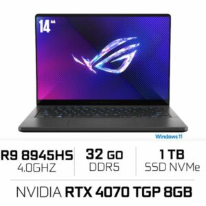 Meilleur PC portable gaming Maroc Asus ROG Zephyrus G14 403UI Q24W avec écran 3K OLED et RTX 4070, disponible sur composant.ma