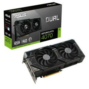 ASUS Dual GeForce RTX 4070 EVO OC Edition - Carte graphique gaming performante avec 12 Go de mémoire GDDR6X, design dual noir et blanc, vue de profil