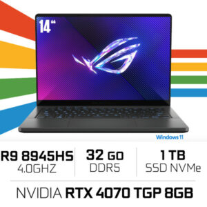 Meilleur PC portable gaming Maroc Asus ROG Zephyrus G14 403UI Q24W avec écran 3K OLED et RTX 4070, disponible sur composant.ma