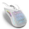 Souris gaming Glorious Model D 2 RGB White, ultralégère 58g, vue de face avec éclairage RGB vibrant, idéale pour pc gamer maroc