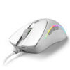 Souris gaming Glorious Model D 2 RGB White, ultralégère 58g, vue de face avec éclairage RGB vibrant, idéale pour pc gamer maroc