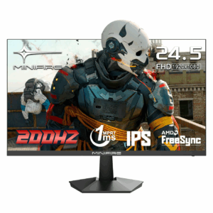 Minifire Ecran PC Gamer 24.5 Pouces MFG25X1, 200Hz Ecran Gaming, 1ms, IPS, 120% sRGB, FHD 1080P, Adaptive Sync, HDR 10, HDMI 2.0 & DisplayPort 1.4,VESA 75x75mm, Faible Lumière Bleue - Noir