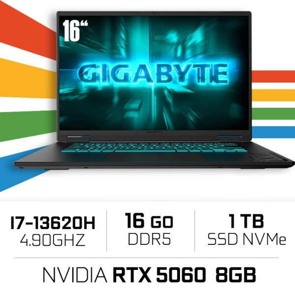 GIGABYTE GAMING A16 CVHI3FR894SD Intel i7-13620H/16GB DDR5/1TB SSD/RTX 5060 8G/16″ 165Hz