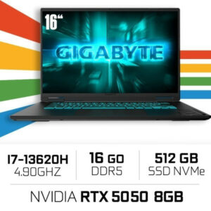 GIGABYTE GAMING A16 CTHI3FR893SD Intel i7-13620H/16GB DDR5/512GB SSD/RTX 5050 8G/16″ 165Hz/Freedos