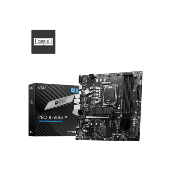 MSI PRO B760M-P Micro ATX - Socket LGA1700 - B760 - 4 x DDR5 - 2 x M.2 - USB 3.2 GEN 2 - 1 x PCI-Express 4.0 16x - LAN 1 GbE