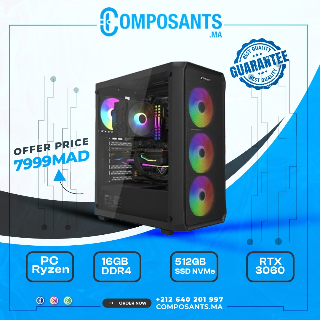 PC Gamer  Ryzen 7 5700X/512GB SSD/16GB/RTX3060 12GB