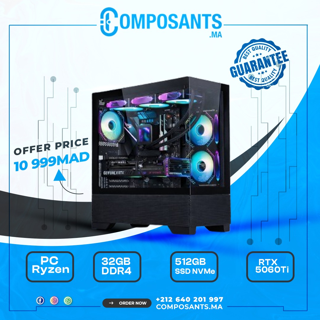 PC Gamer Ryzen 5 5600/32GB/512GB SSD/RTX5060Ti 16GB